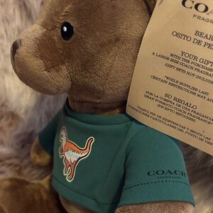 Coach Brown Bear Plush in Green Dino Tee
